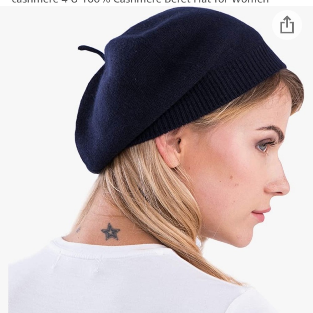 Cute AF cashmere beret, navy NWOT